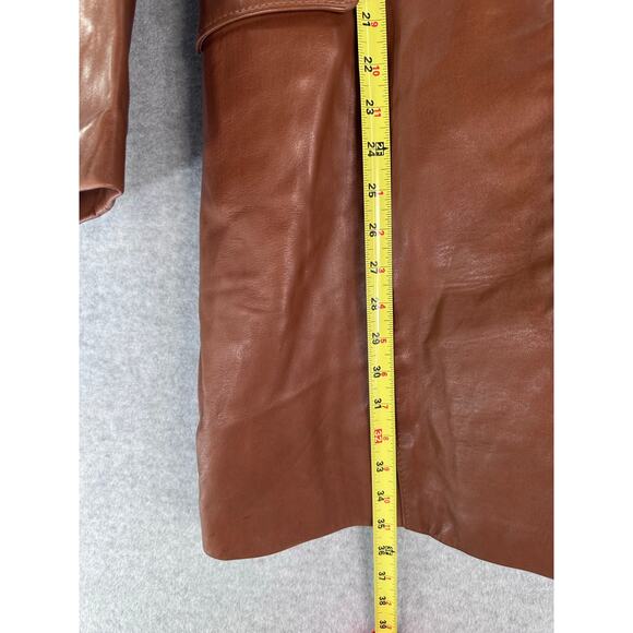 VTG Oscar Leopold Women's S/P Soft Lamb Leather Cognac Trench 70s Canada BOHO - Picture 11 of 16